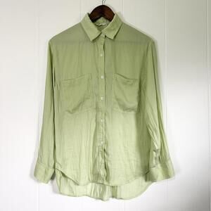 Millibon Green Long Sleeve Button Up Collared Shirt Top Women's Small